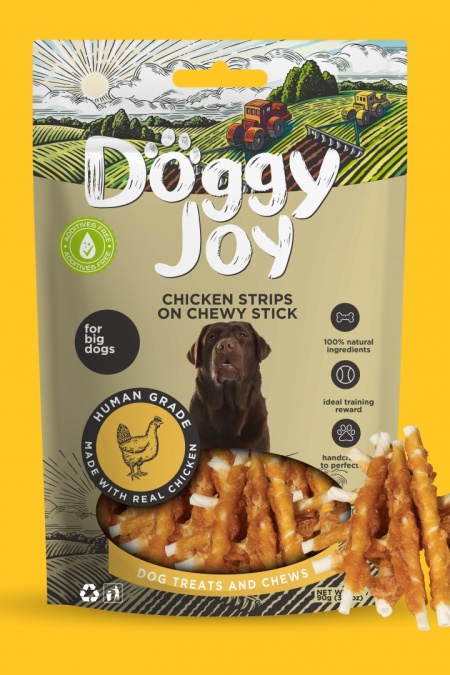 CHICKEN STRIPS ON CHEWY STICK (For medium and large breeds) 90g